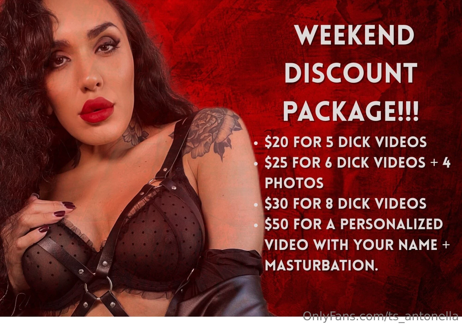 Discounted package this weekend only one package available per 