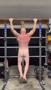 Naked pull-ups after shower fun