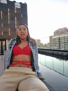 On the terrace next to the pool