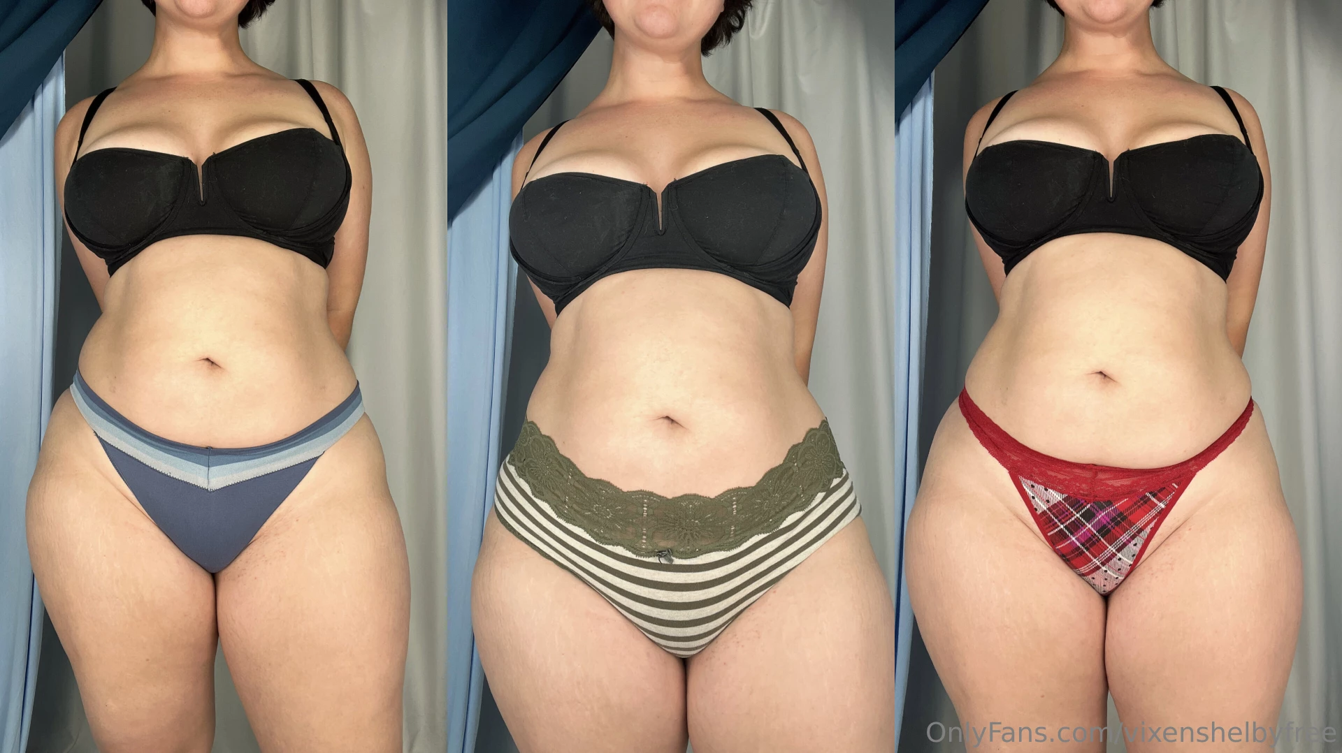 Panties blue green or red 