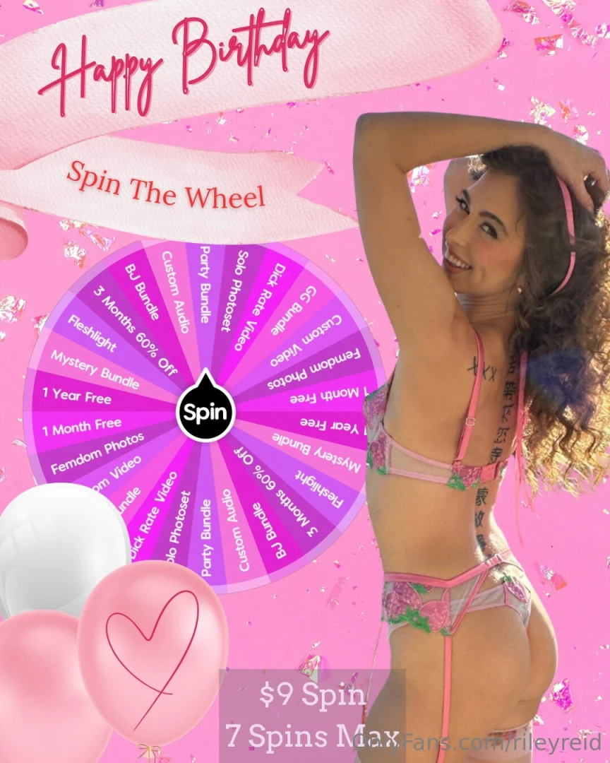 It s my birthday month new spin to win only 9 1 spin 9 3 spins 24 7 