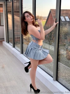 Like this post if you think i look cute in a denim skirt