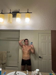 Mirror s catching the flex but the boxer s doing all the talking abs