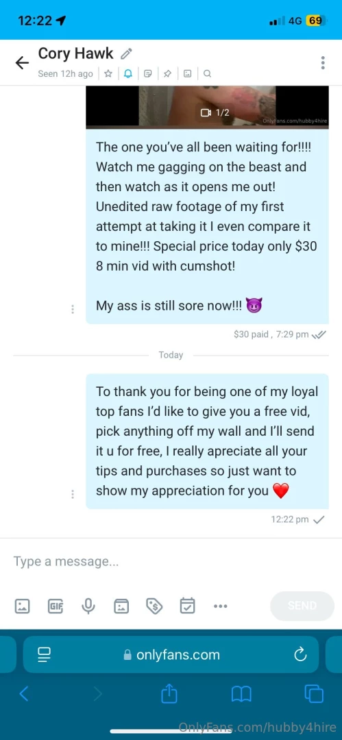 2 of my top fans who bought my latest vid just received a special 