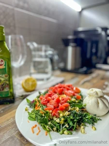 Roasted potatoes hot meat and crisp cucumber salad food s sexy when i