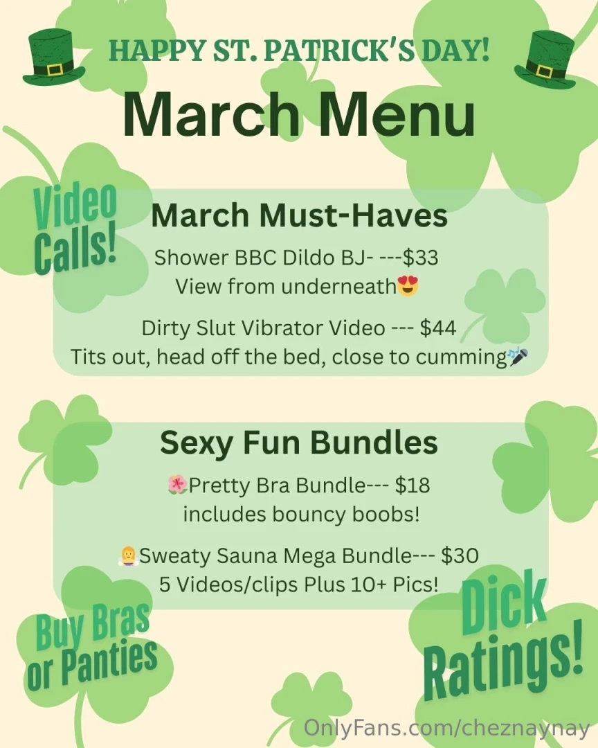 Send me a message for any other custom requests or past menu items 