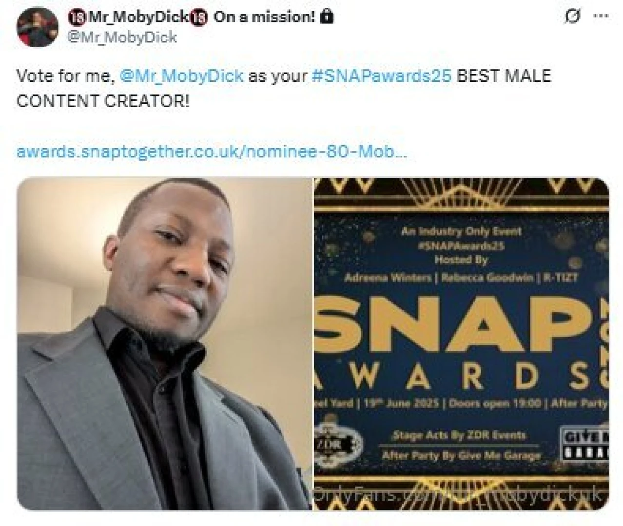 Vote for me mr_mobydick mr_mobydickuk in the best male content creator 