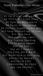 Live menu for tonight
