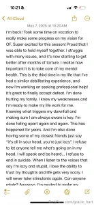 Probably will delete the texts later just happy to have a diary here part 2