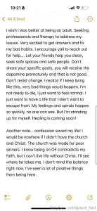 Probably will delete the texts later just happy to have a diary here part 3