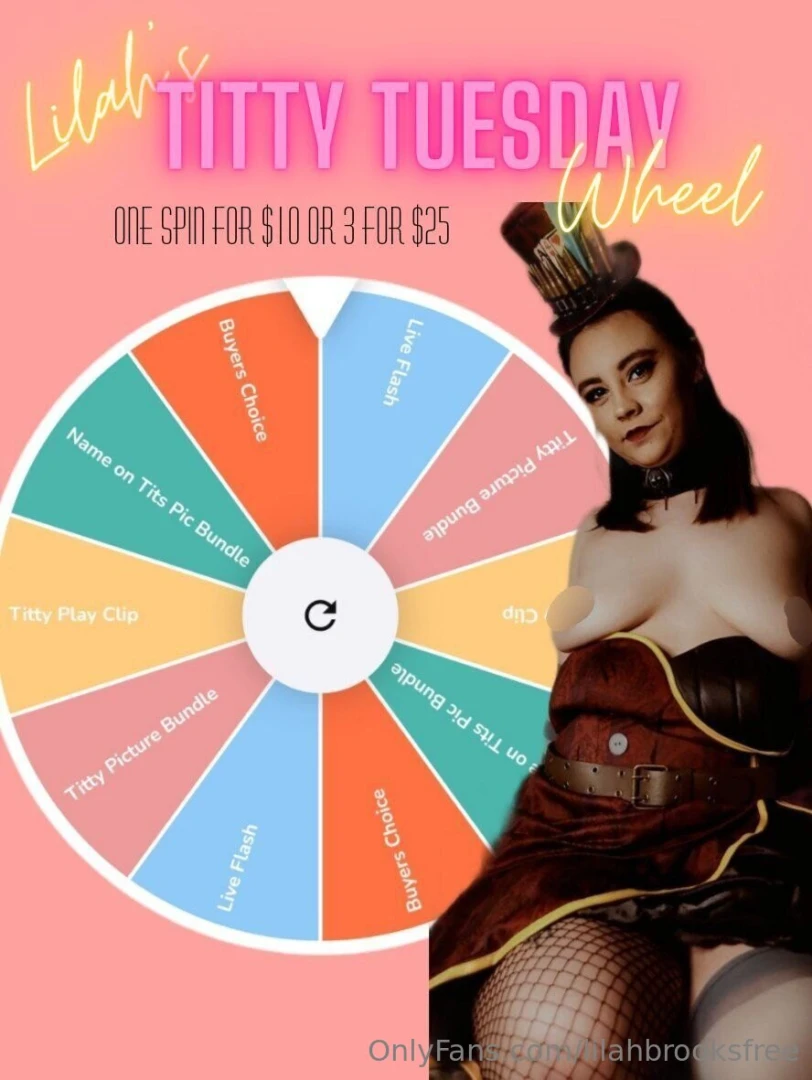 Happy titty tuesday lets play a game spin my titty wheel for some fun 