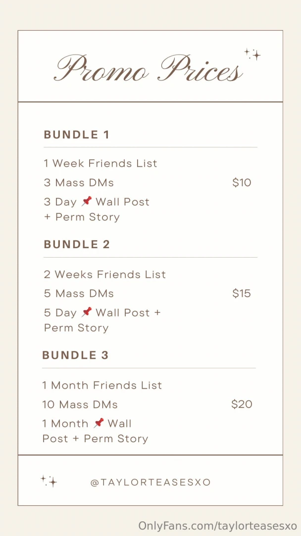 Promo price list or create your own bundle for a discount 