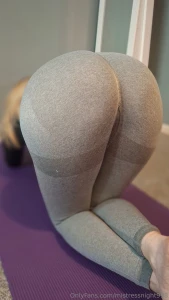 Stretching in leggings part 2 they call this position the downward dog