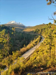 Icy water flows down from the volcano citlalt petl