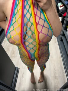 I love my new rainbow sling it bring out my boobs i mean eyes milf