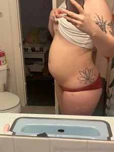 Before and after 20 pieces of sushi last night down into my gut i was part 11