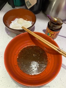 I used dried basil soy sauce hoisin sauce pepper chili crisp and a cup