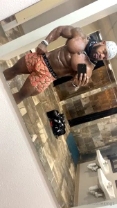 Dripping sweat had a great workout muscledaddy bodybuilder flexing