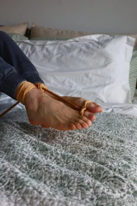 My smelly socks and feet after work tied up and ready for you to play