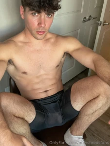 Socks on flexing my quads with my hung cock between them milking and