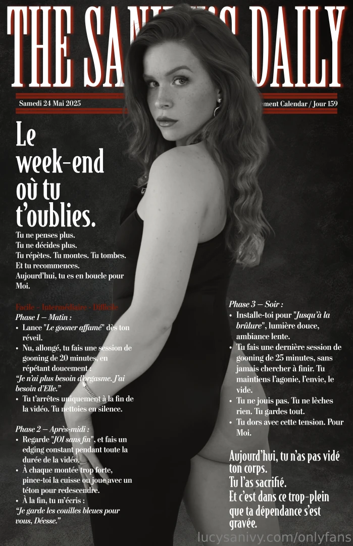 The sanivy s daily - day 159 ton programme de gooning du week-end your 