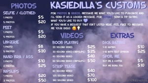 Kasiedilla s customs menu