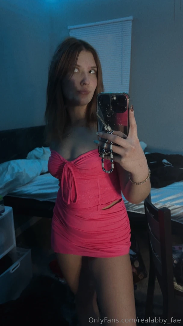 Look at my new pretty pink dress i got i m not wearing any panties 