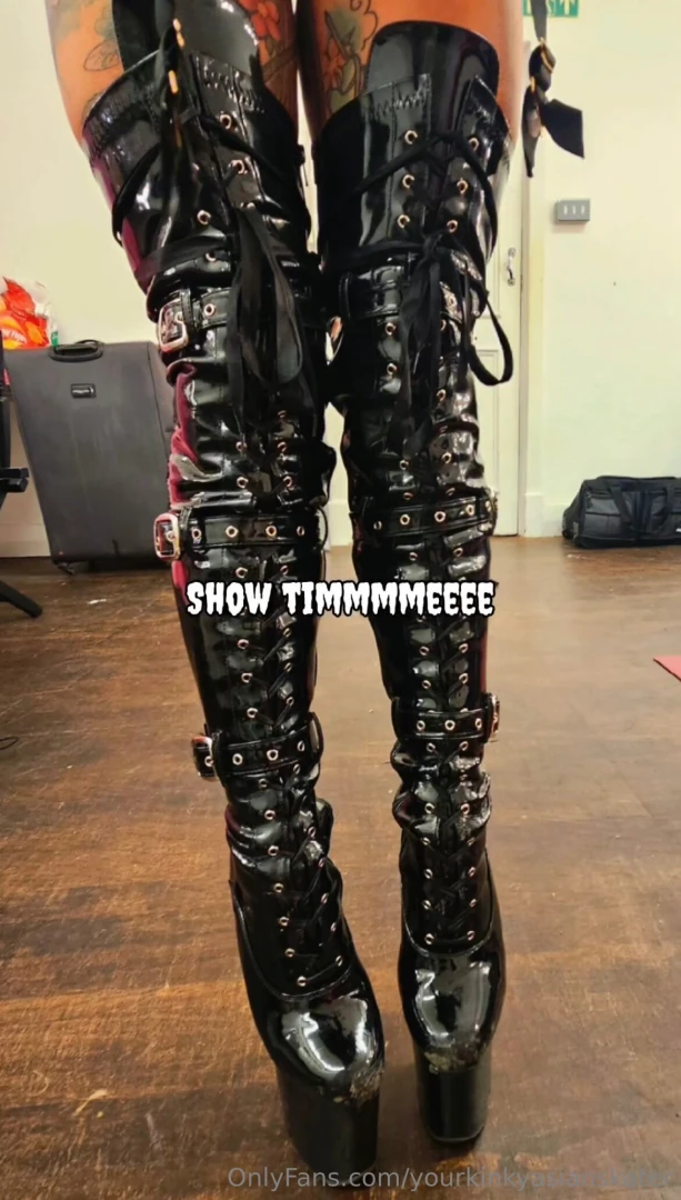 Taking it all off but the boots 
