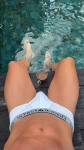 First coffee then swim