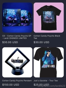 Merch site is back up and everything is 30 off lardiofficial com