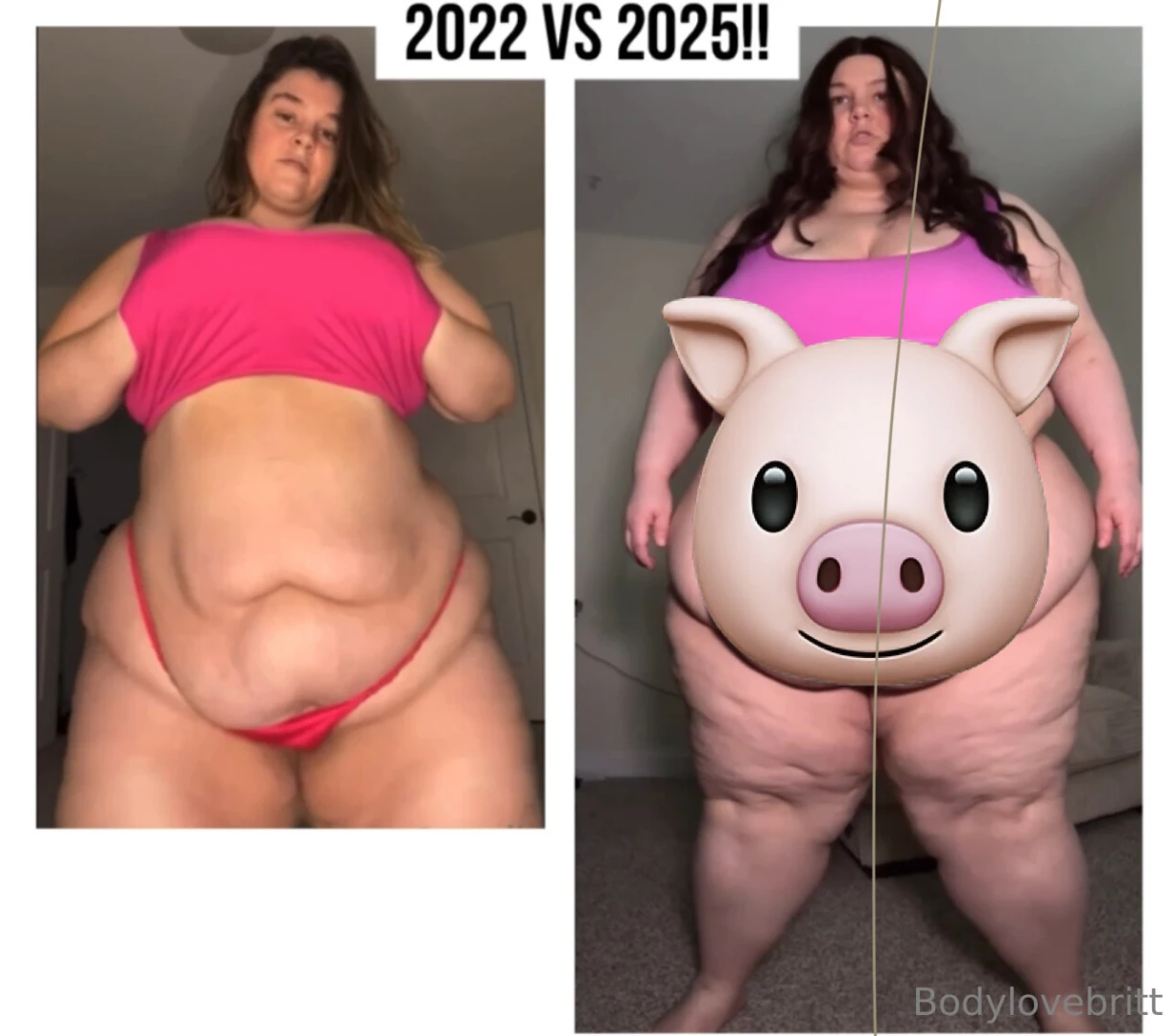 Ssbbw thigh-clapping 2 5 year comparison i squeeze into the same 