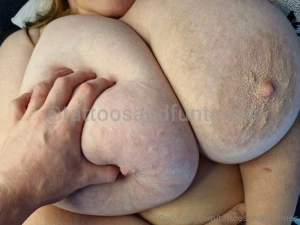 Giving those giant tits a squeeze who else wants a feel all sorts of