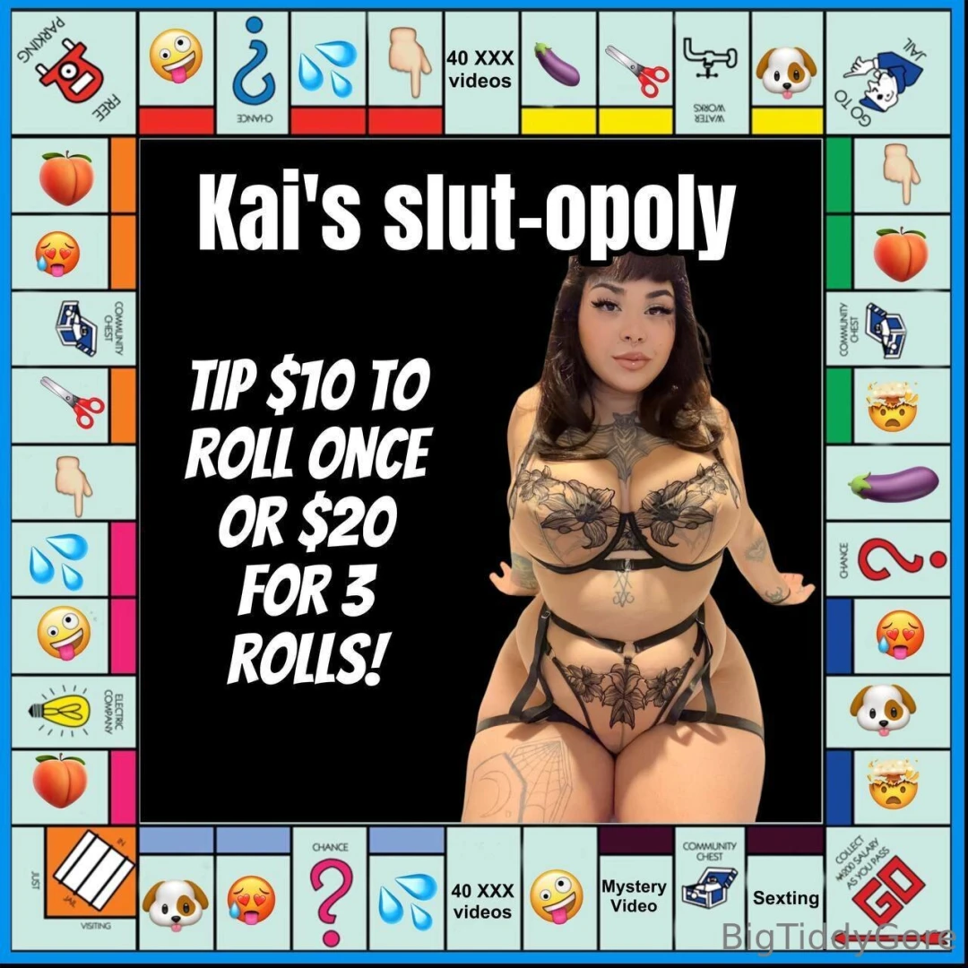 Kai s slut-opoly is here tip 10 to roll once or 20 for 3 rolls prizes 