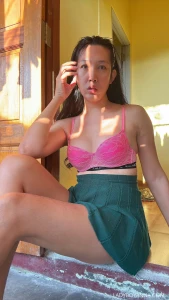 Big cum on my legs in my sexy pink bra amp skirt photos amp 5 minute