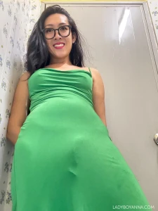 Cum all over my skin tight green dress