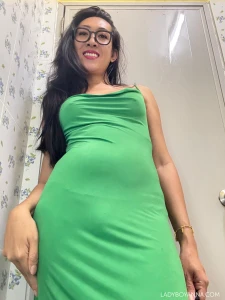 Cum all over my skin tight green dress part 1