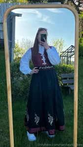 Im ready for spring content in my bunad is found on the wall over at