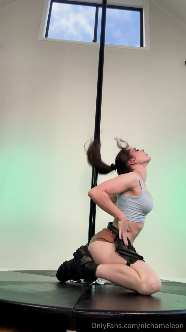 Lara croft pole dancing video i fling my body around the pole caress 
