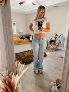 Crop top and tight low rider jeans today