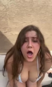 Sex by the pool relaxing trying to enjoy the sun and this big dick