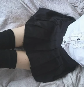 Just recently bought a short skirt and very cute black stockings would