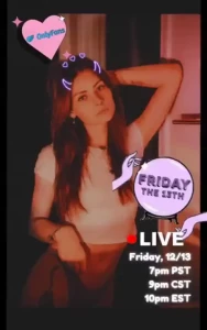 Catch me live on friday the 13th 10pm est 9pm cst 7pm pst