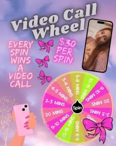 Video call wheel 100 chance of winning a call 1 spin 30 limit one spin