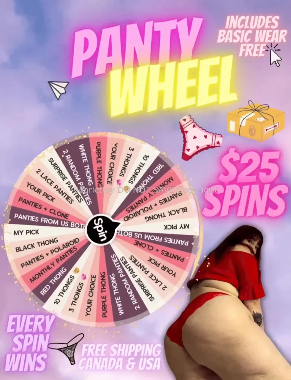 Panty wheel 25 spins amp 