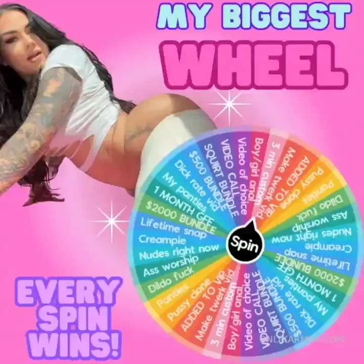 Biggest wheel yet 1 spin- 10 3 spins- 25 6 spins- 50 10 spins- 75 vip 