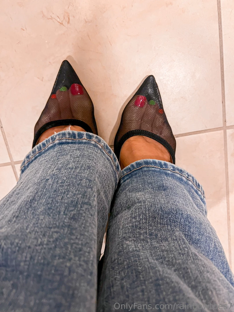 Would you notice my rainbow toes in these see through heels 