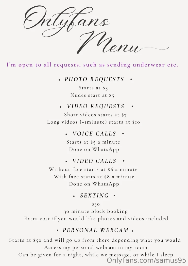 Check out what i have to offer and i m open to suggestions 