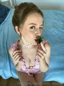 Are you more turned on by my underwear or strawberries in my mouth