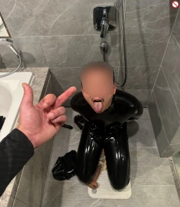 Rubbered up and ready to be used rubber slave master domination object