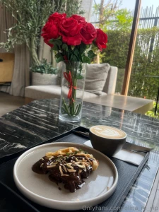 Today is very hot day spending with coffee and dessert under the ac